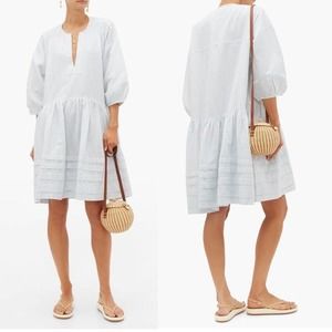 Wiggy Kit painters dress blue and white stripe XS